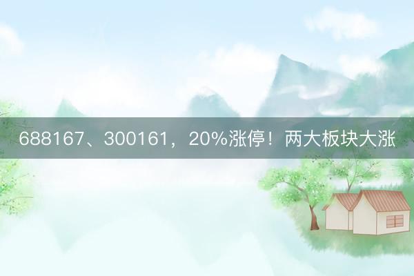 688167、300161，20%涨停！两大板块大涨