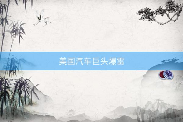 美国汽车巨头爆雷
