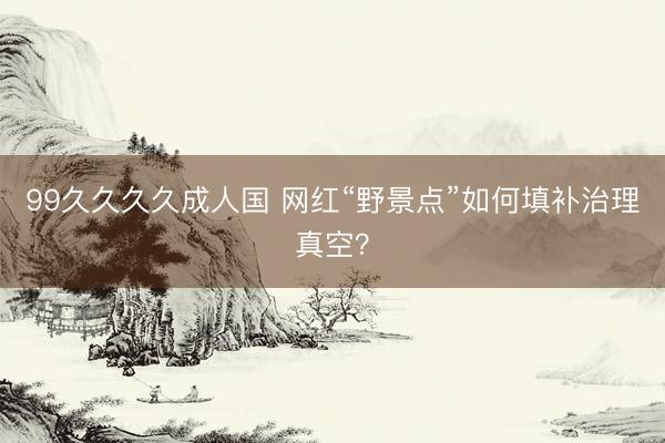 99久久久久成人国 网红“野景点”如何填补治理真空？