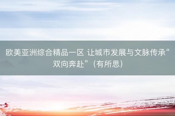 欧美亚洲综合精品一区 让城市发展与文脉传承“双向奔赴”（有所思）