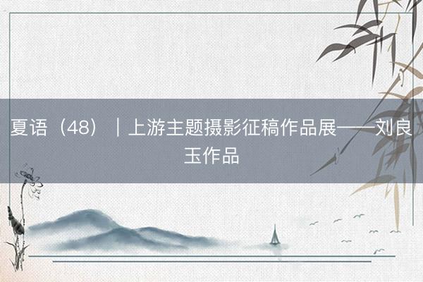 夏语（48）｜上游主题摄影征稿作品展——刘良玉作品