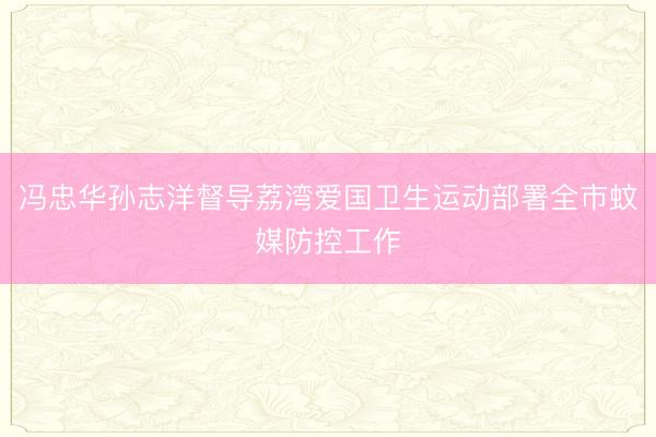 冯忠华孙志洋督导荔湾爱国卫生运动部署全市蚊媒防控工作