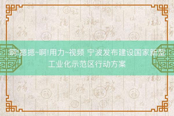 啊!摁摁~啊!用力~视频 宁波发布建设国家新型工业化示范区行动方案