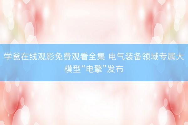 学爸在线观影免费观看全集 电气装备领域专属大模型“电擎”发布