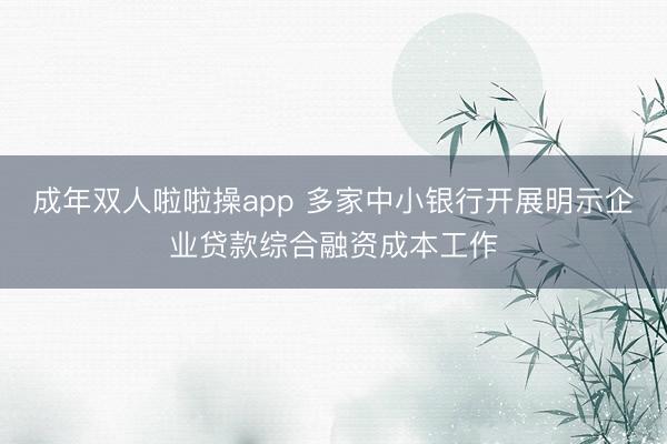 成年双人啦啦操app 多家中小银行开展明示企业贷款综合融资成本工作