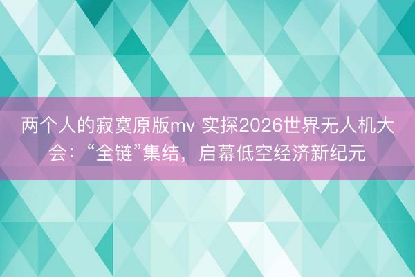 两个人的寂寞原版mv 实探2026世界无人机大会:“全链”集结,启幕低空经济新纪元