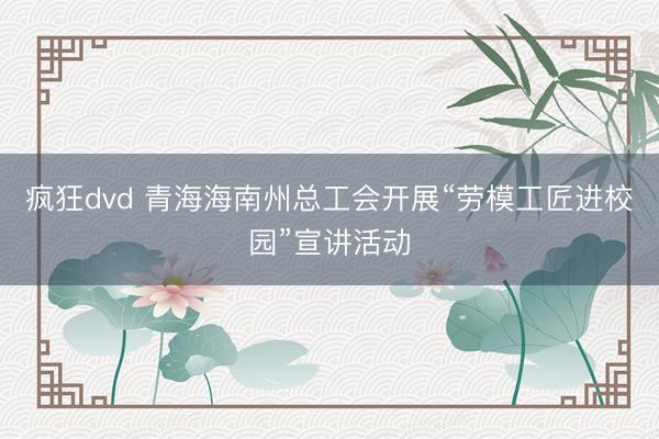 疯狂dvd 青海海南州总工会开展“劳模工匠进校园”宣讲活动