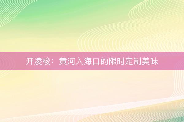 开凌梭：黄河入海口的限时定制美味