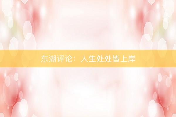 东湖评论：人生处处皆上岸
