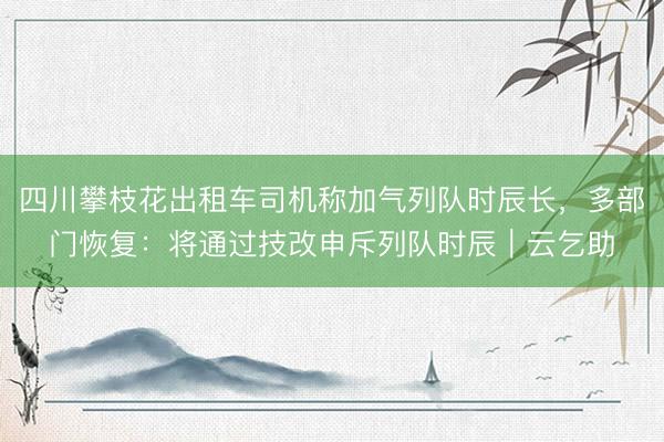 四川攀枝花出租车司机称加气列队时辰长，多部门恢复：将通过技改申斥列队时辰｜云乞助