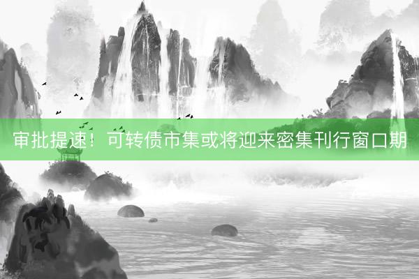 审批提速！可转债市集或将迎来密集刊行窗口期