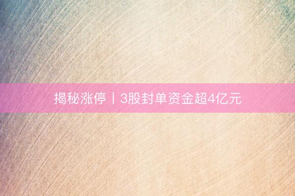 揭秘涨停丨3股封单资金超4亿元