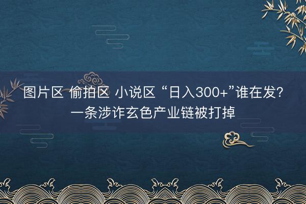 图片区 偷拍区 小说区 “日入300+”谁在发？一条涉诈玄色产业链被打掉