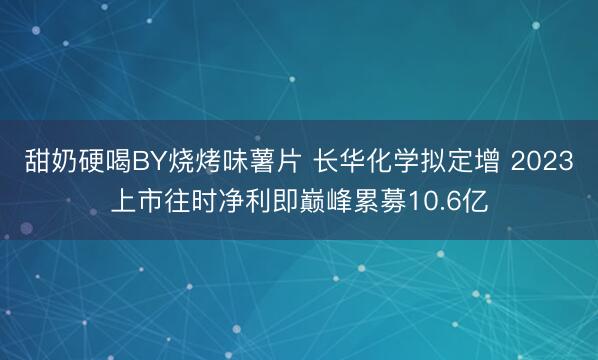 甜奶硬喝BY烧烤味薯片 长华化学拟定增 2023上市往时净利即巅峰累募10.6亿