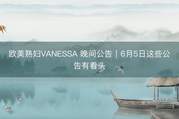 欧美熟妇VANESSA 晚间公告｜6月5日这些公告有看头