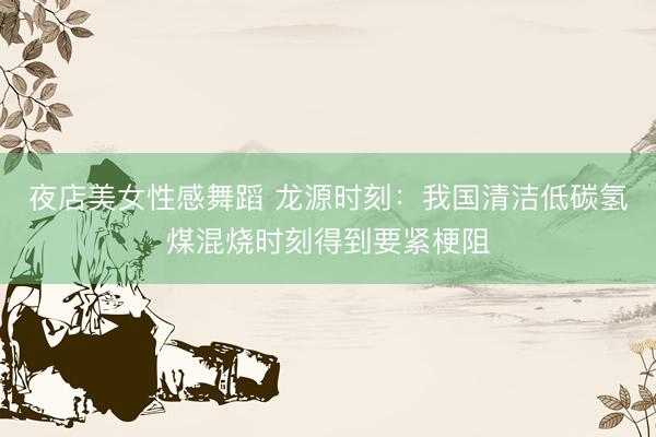 夜店美女性感舞蹈 龙源时刻：我国清洁低碳氢煤混烧时刻得到要紧梗阻