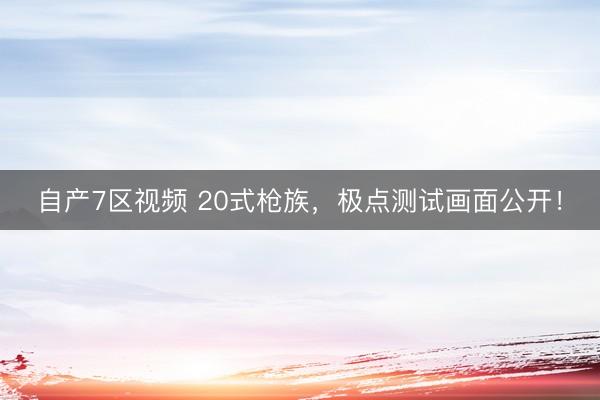 自产7区视频 20式枪族，极点测试画面公开！