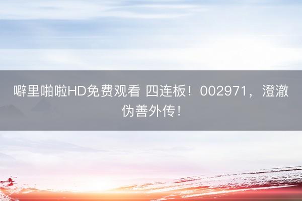 噼里啪啦HD免费观看 四连板！002971，澄澈伪善外传！
