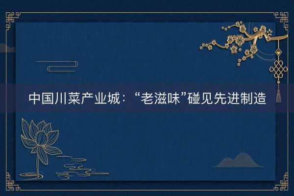 中国川菜产业城：“老滋味”碰见先进制造
